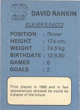 1981 Scanlens VFL #25 David Rankin Back